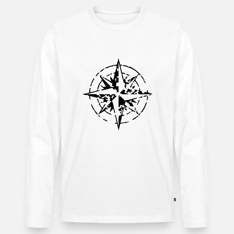windrose_02_a_1c - Männer Premium Bio Langarmshirt - Weiß