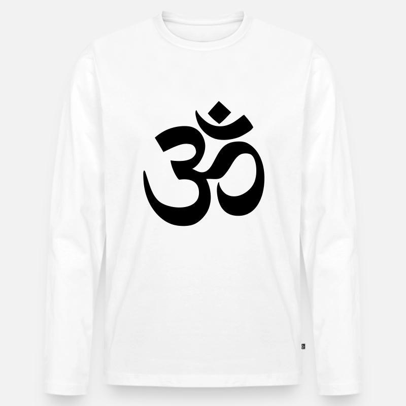 AUM OM Devanagari 1c - Männer Premium Bio Langarmshirt - Weiß