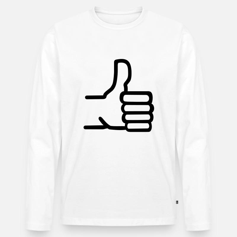 Daumen hoch - Männer Premium Bio Langarmshirt - Weiß