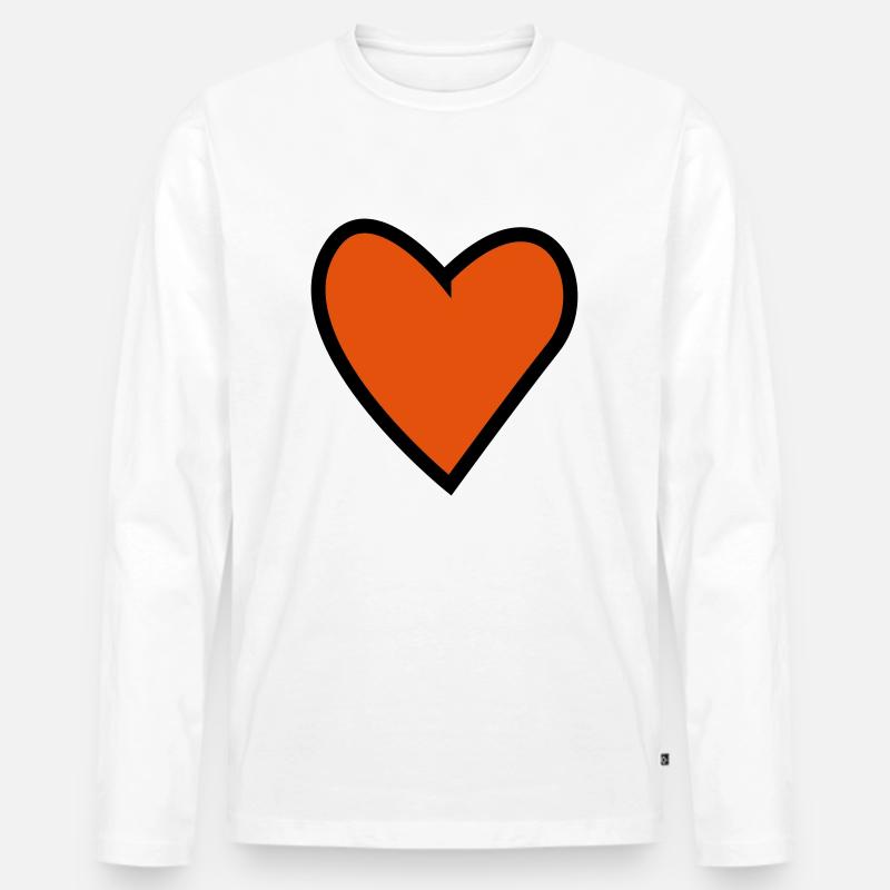 Herz - Männer Premium Bio Langarmshirt - Weiß