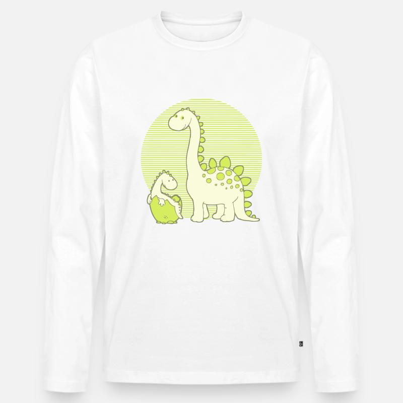 Dinosaur Mom with Hatching Egg - Männer Premium Bio Langarmshirt - Weiß