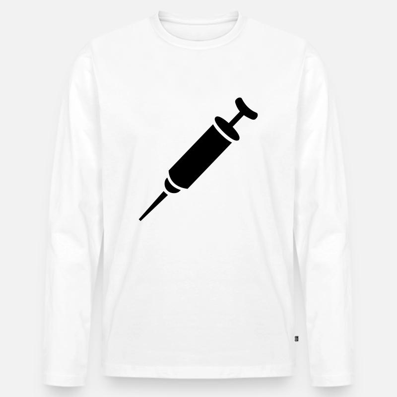 Spritze - Männer Premium Bio Langarmshirt - Weiß