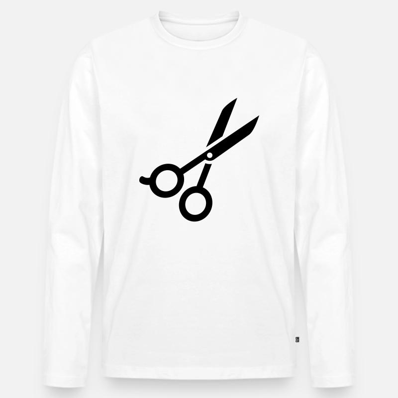 Schere - Männer Premium Bio Langarmshirt - Weiß
