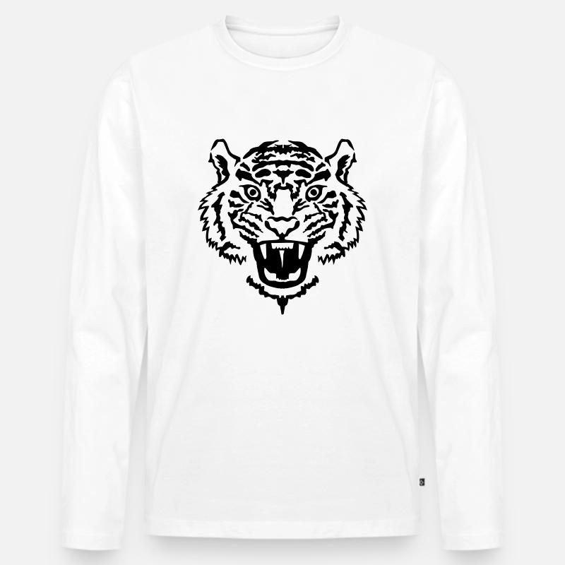 Tiger - Männer Premium Bio Langarmshirt - Weiß