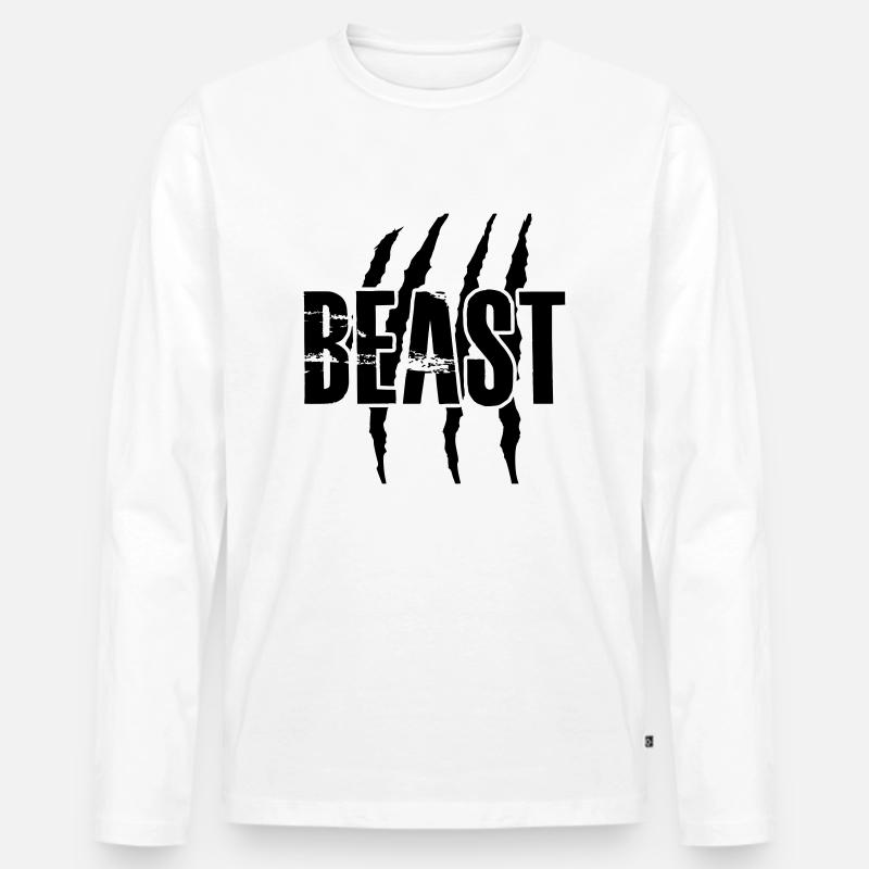 beast - Männer Premium Bio Langarmshirt - Weiß