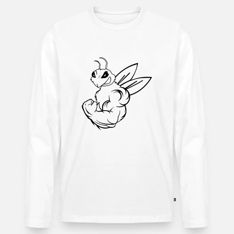 strong_bee_01 - Männer Premium Bio Langarmshirt - Weiß