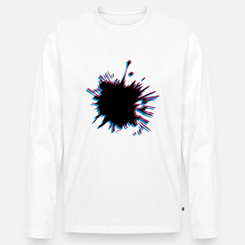 3D Klecks Spritzer - Männer Premium Bio Langarmshirt - Weiß