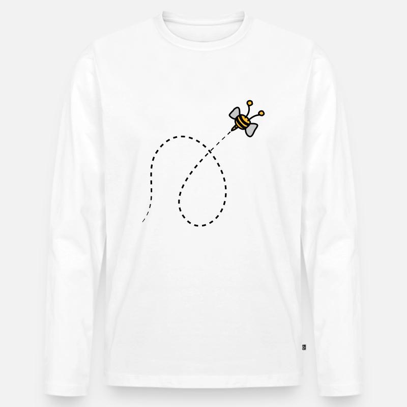 Gestrichelte Linie Biene - Männer Premium Bio Langarmshirt - Weiß