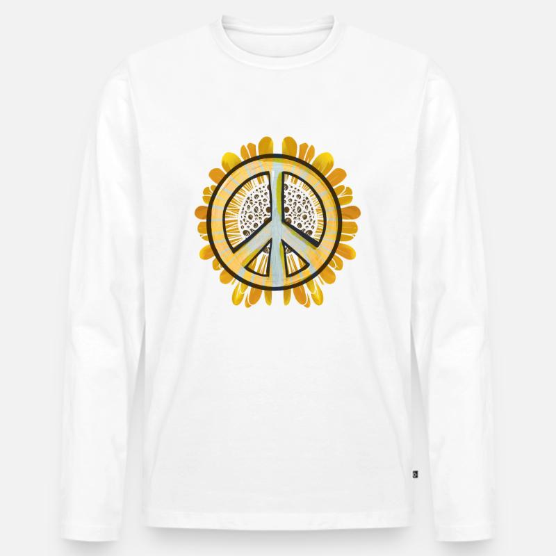 Friede - Männer Premium Bio Langarmshirt - Weiß