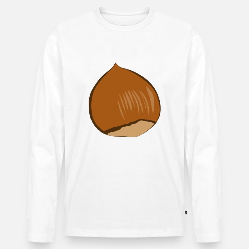 Haselnuss - Männer Premium Bio Langarmshirt - Weiß