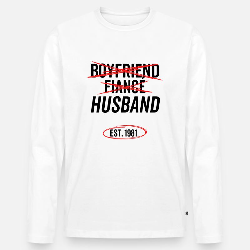 Freund Verlobter Ehemann Est 1981 - Männer Premium Bio Langarmshirt - Weiß