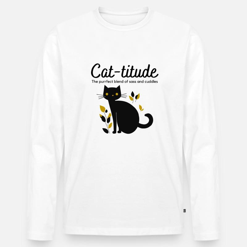 CAT titude - Männer Premium Bio Langarmshirt - Weiß