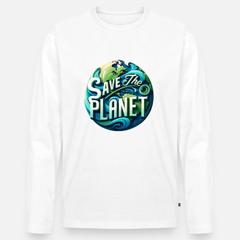 Save the planet - Männer Premium Bio Langarmshirt - Weiß