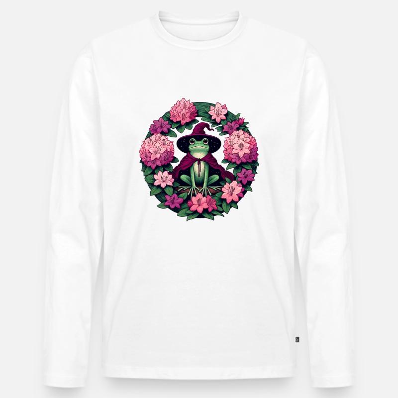 Frosch-Zauberer - Männer Premium Bio Langarmshirt - Weiß