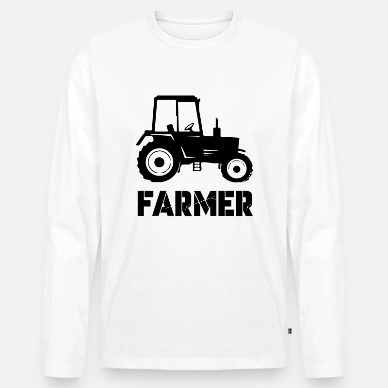 traktor farmer - Männer Premium Bio Langarmshirt - Weiß