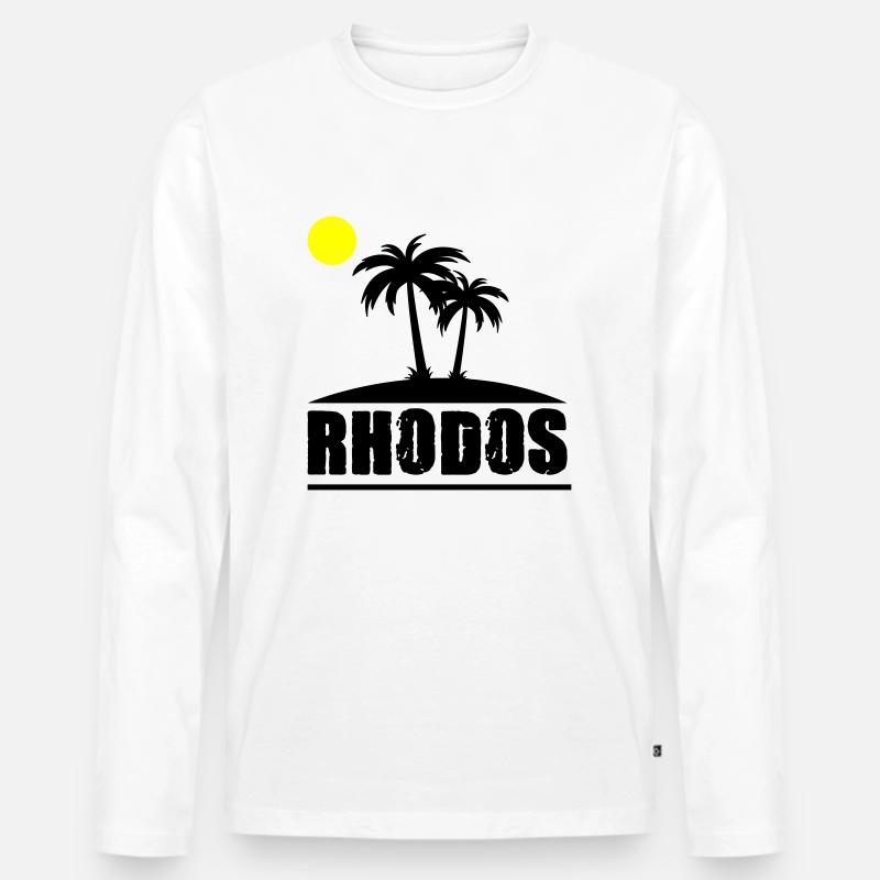 rhodos - Männer Premium Bio Langarmshirt - Weiß
