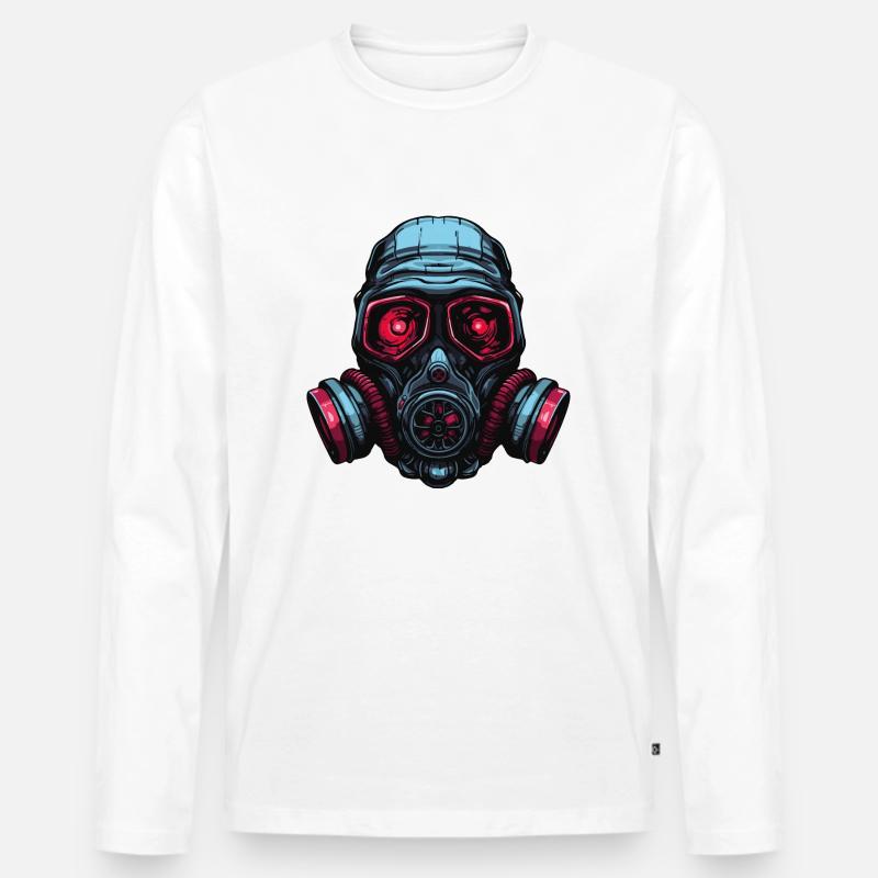 Gasmaske - Männer Premium Bio Langarmshirt - Weiß