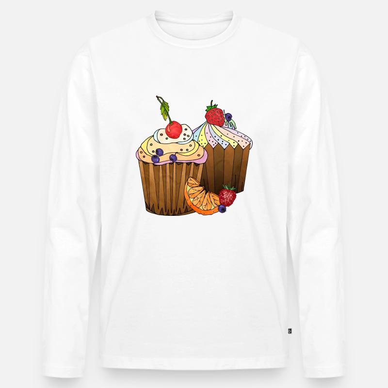 Kuchen - Männer Premium Bio Langarmshirt - Weiß