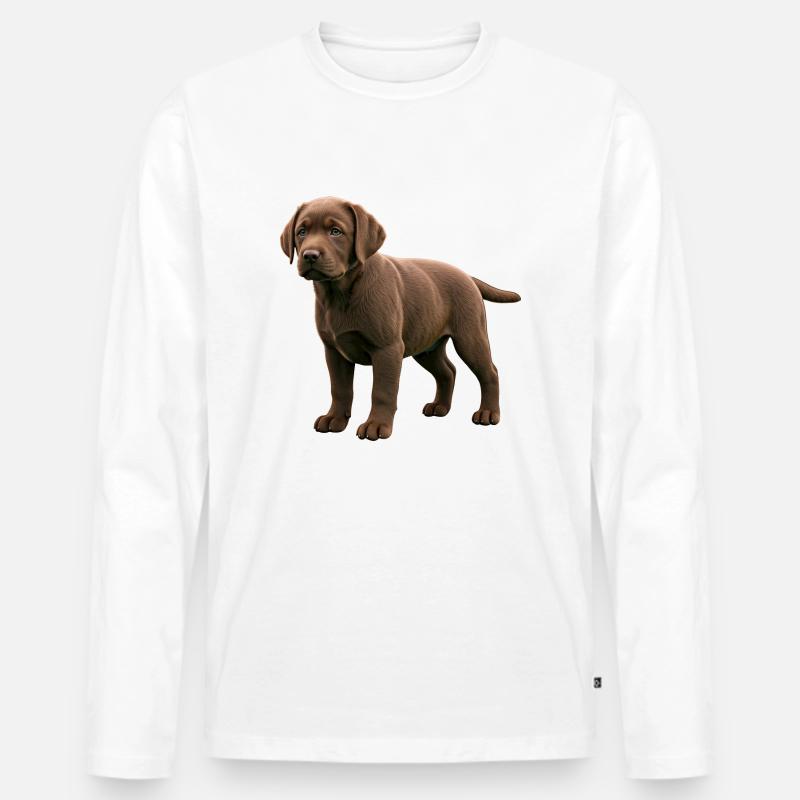 Labrador Welpe echt - Männer Premium Bio Langarmshirt - Weiß
