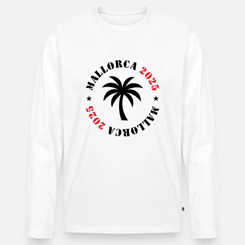 Mallorca 2025 Palme - Männer Premium Bio Langarmshirt - Weiß