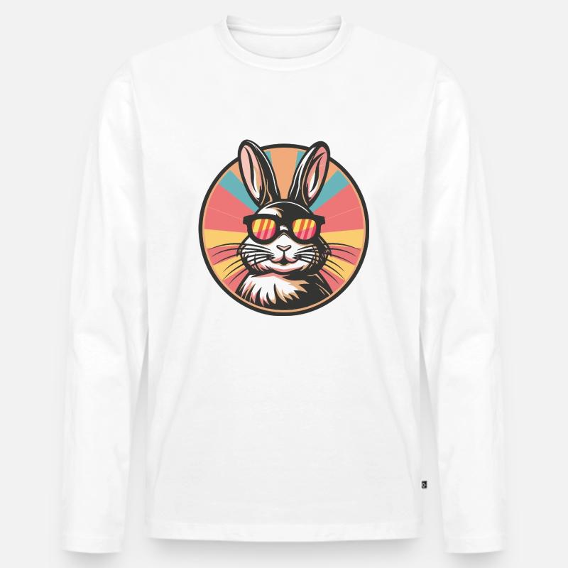Hase Comic Cool - Männer Premium Bio Langarmshirt - Weiß
