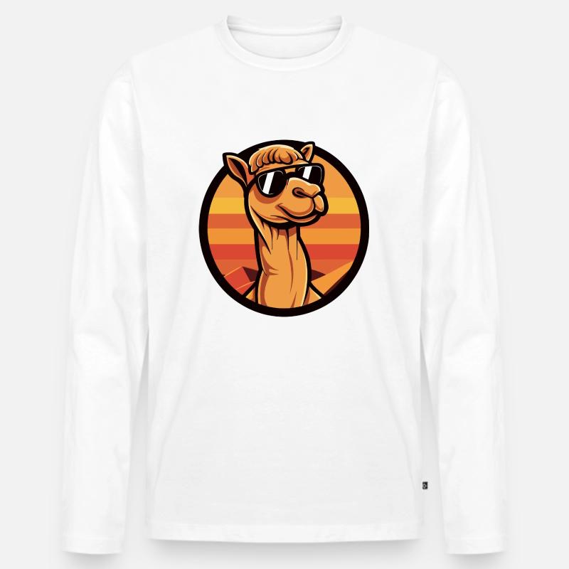 Kamel Comic Cool - Männer Premium Bio Langarmshirt - Weiß