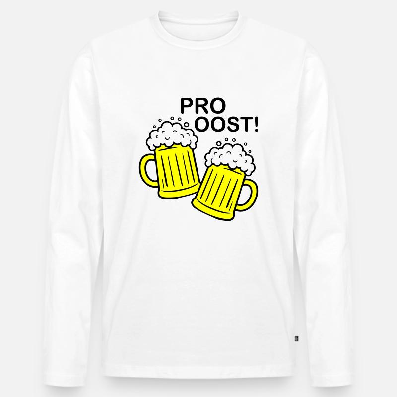 Bier Anstossen Prost - Männer Premium Bio Langarmshirt - Weiß