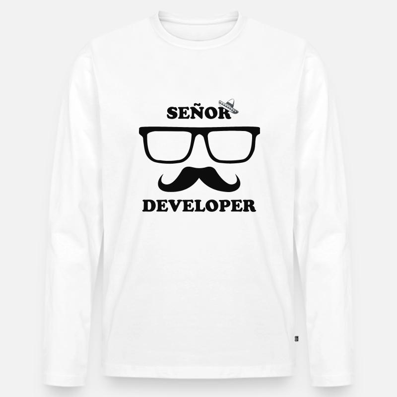 Senor / Senior Developer | Sviluppatore Sombrero - Maglia a manica lunga ecologica premium da uomo - bianco