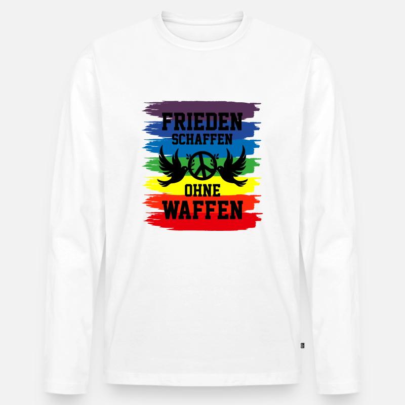 Frieden schaffen - Männer Premium Bio Langarmshirt - Weiß