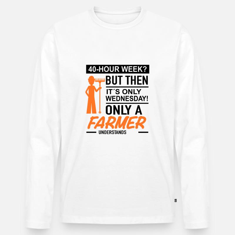 40 hour week | Farmer - Männer Premium Bio Langarmshirt - Weiß