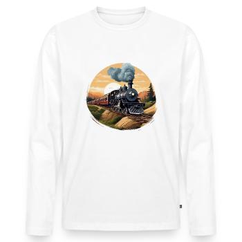 Locomotive à vapeur historique - T-shirt manches longues Premium bio Homme - blanc - Devant - Nico (187cm)