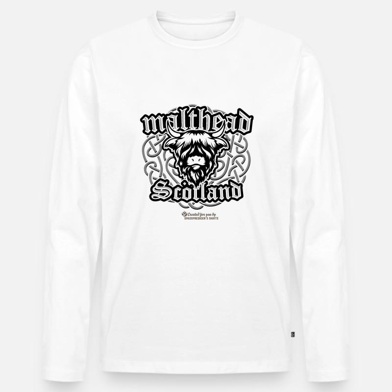 Malt Whiskey Malthead Celtic Design - Männer Premium Bio Langarmshirt - Weiß