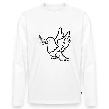 Friedenstaube - Männer Premium Bio Langarmshirt - Weiß - Vorne - Nico (187cm)