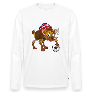 Hyäne Fan England - Männer Premium Bio Langarmshirt - Weiß - Vorne - Nico (187cm)