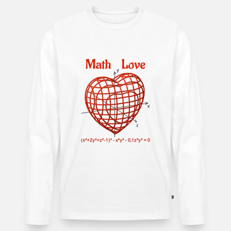 Heart Function 3D – Math Love - Men's Premium Organic Long Sleeve Shirt - white