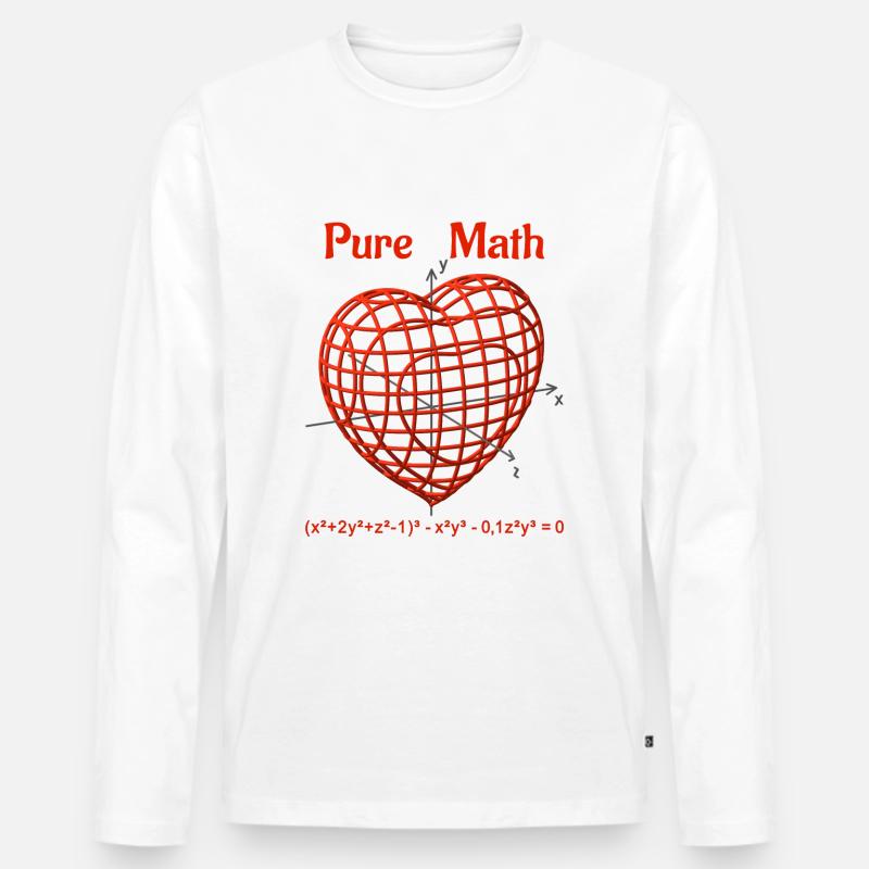 Heart Function 3D - Pure Math - Men's Premium Organic Long Sleeve Shirt - white