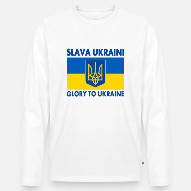 Slava ukraini - Männer Premium Bio Langarmshirt - Weiß