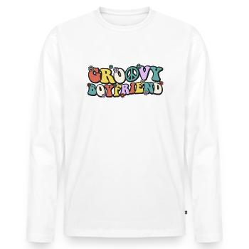 Petit ami groovy - T-shirt manches longues Premium bio Homme - blanc - Devant - Nico (187cm)