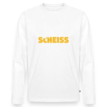Ohne Scheiss - lustiger Party Spruch - Männer Premium Bio Langarmshirt - Weiß - Vorne - Nico (187cm)