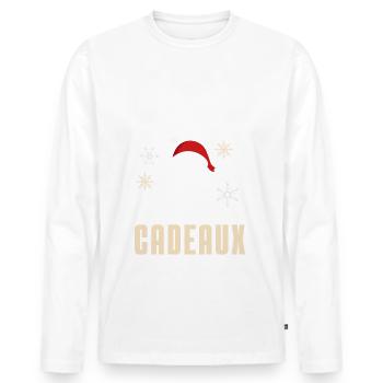 cadeau homme Noel - T-shirt manches longues Premium bio Homme - blanc - Devant - Nico (187cm)