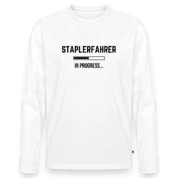 Staplerfahrer In Progress - Männer Premium Bio Langarmshirt - Weiß - Vorne - Nico (187cm)