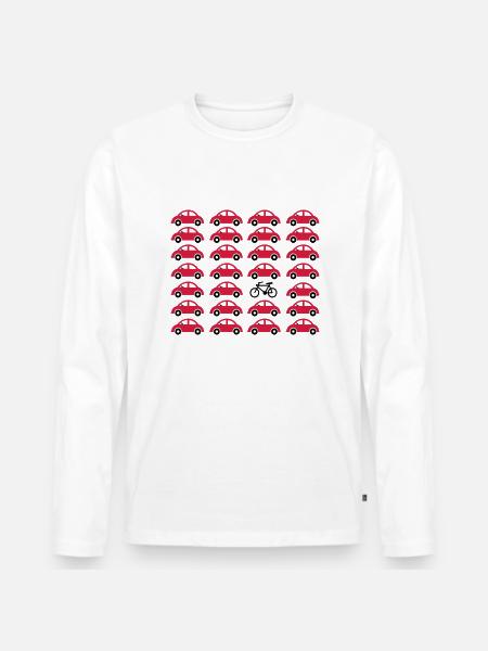 Bicycle instead of car - Men's Premium Organic Long Sleeve Shirt - white