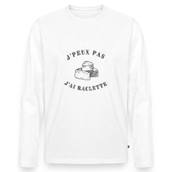 J’peux pas, j’ai raclette - T-shirt manches longues Premium bio Homme - blanc - Devant - Nico (187cm)