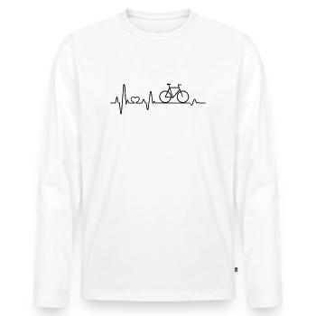 EKG heartbeat pulse bike ride bike road bike - Men's Premium Organic Long Sleeve Shirt - white - Front - Nico (187cm)