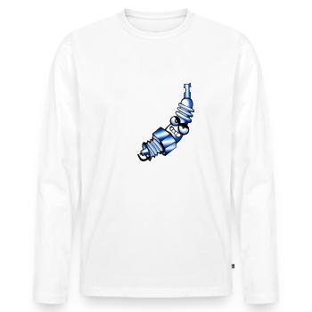 Spark plug comic blue - Men's Premium Organic Long Sleeve Shirt - white - Front - Nico (187cm)