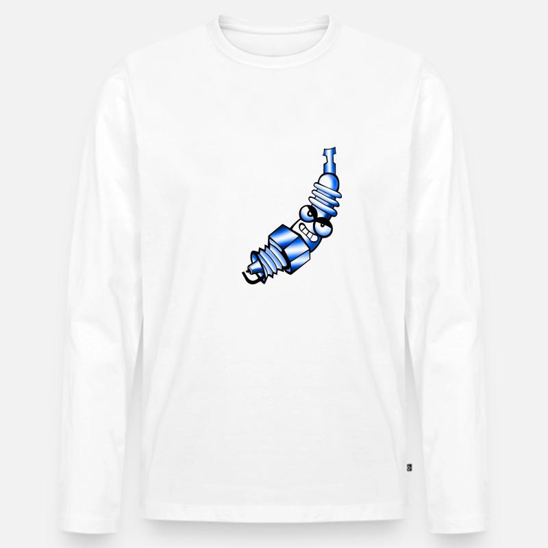 Zündkerze Comic blau - Männer Premium Bio Langarmshirt - Weiß