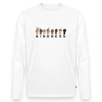 KINDNESS in sign language - Men's Premium Organic Long Sleeve Shirt - white - Front - Nico (187cm)
