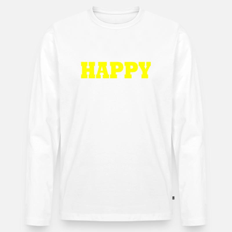 Happy - Männer Premium Bio Langarmshirt - Weiß