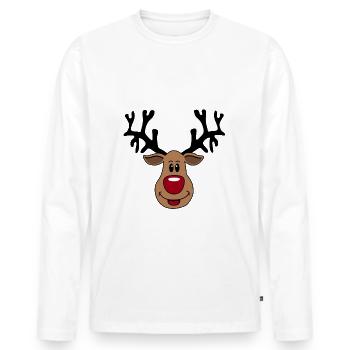 Rudolf le renne du Père Noël - T-shirt manches longues Premium bio Homme - blanc - Devant - Nico (187cm)