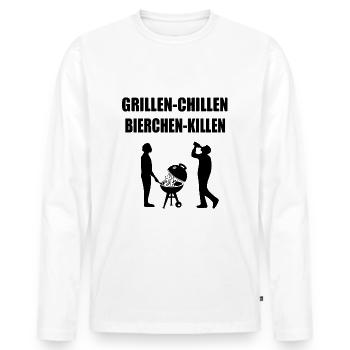 BBQ - Männer Premium Bio Langarmshirt - Weiß - Vorne - Nico (187cm)